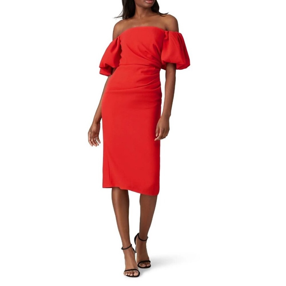 Shoshanna Red Off-Shoulder Dress